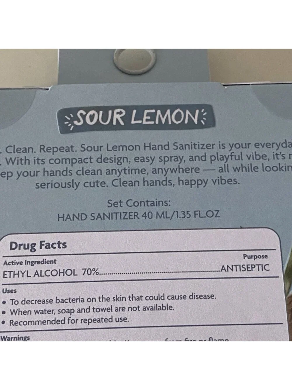 Sour Lemon Scented Hand Sanitizer Spray 1.35  Fl Oz Island Coco W/Silicone Case